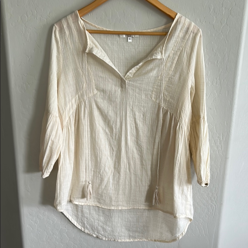 Entro Cream Women's Top 100% Cotton lightweight boho neutral